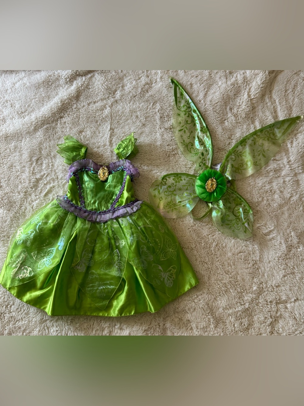 Disney Tinker Bell Green and Purple Fairy Costume with Wings